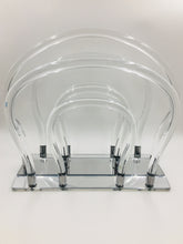 Mid Century Modern Dorothy Thorpe Lucite, Chrome, and Mirror Magazine Rack