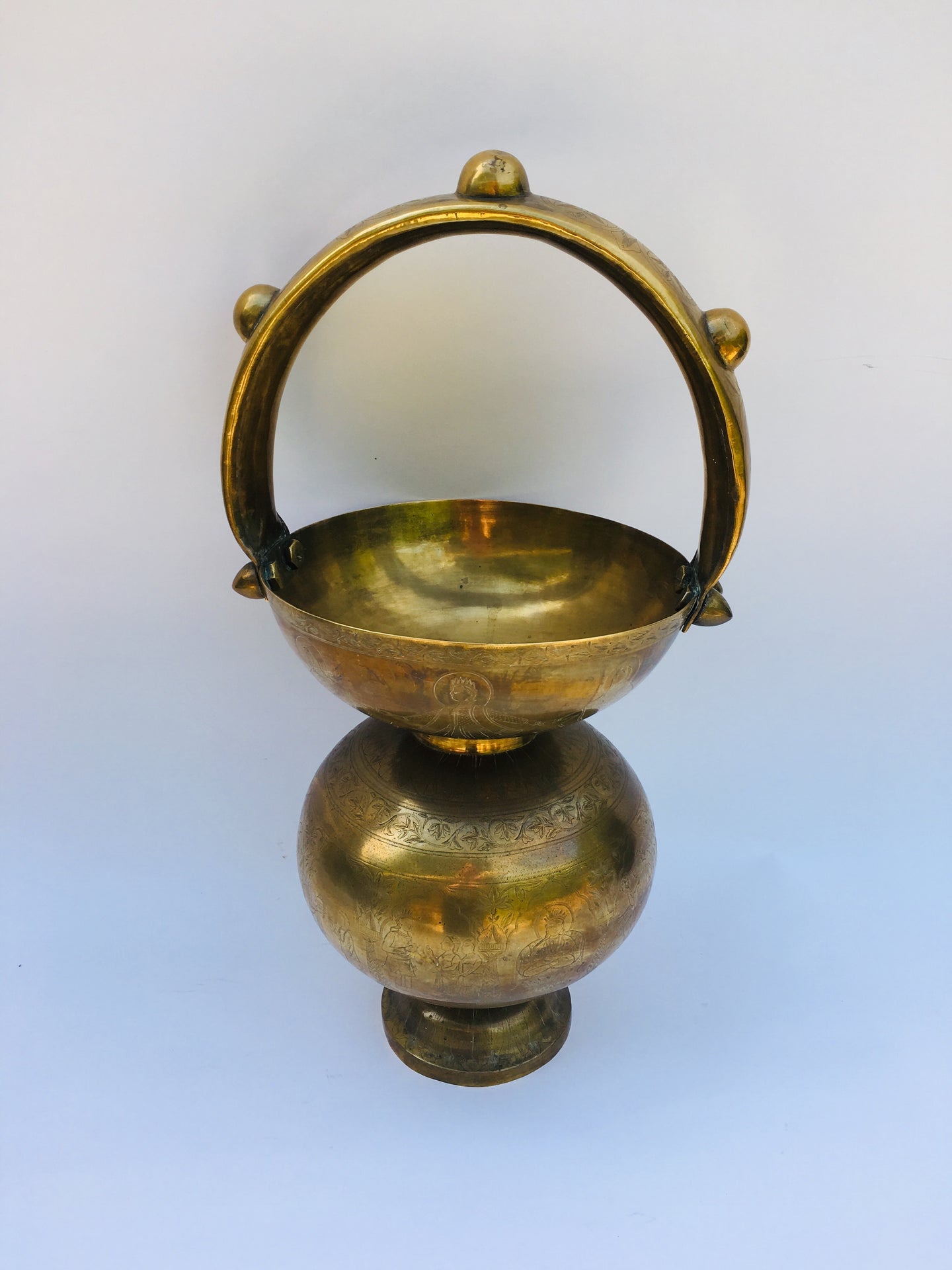 Vintage Brass Tibetan Holy Water Pot